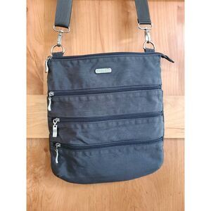 Baggallini Nylon Big Zipper RFID Travel Bag Purse Organizer Triple Zip Pocket